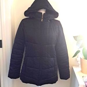 Style & Co Black Puffer Hooded Jackets size Small